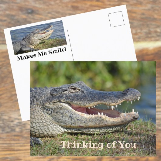 Alligator glimlachend denken over jou briefkaart