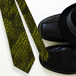 Alligator Gold Colour Faux Leather・Dubbelzijdig Stropdas