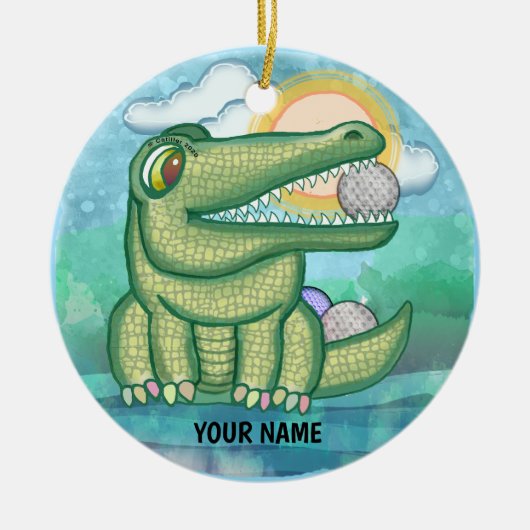 Alligator Golf Keramisch Ornament (Voorkant)