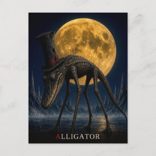 Alligator Gotische Hoge Hoed gotische Surreal Briefkaart