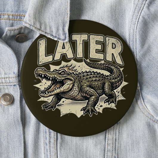 Alligator Grad Speld - Cute Aangepaste Knop Cadeau Ronde Button 6,0 Cm (In situ)