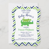 Alligator Green Blue Boy Baby shower Uitnodiging (Voorkant)