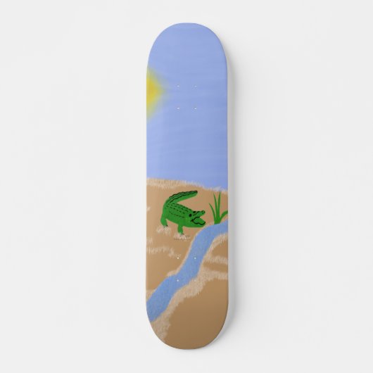 Alligator Green Whimsical Cartoon Art Skateboard (Voorkant)