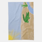 Alligator Green Whimsical Cartoon Art Theedoek (Verticaal)