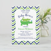 Alligator Groen Blauw Jongens Baby Shower Uitnodig Kaart (Staand voorkant)