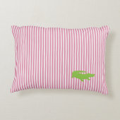 Alligator Groene roze Preppy Gepersonaliseerde Naa Accent Kussen (Achterkant)