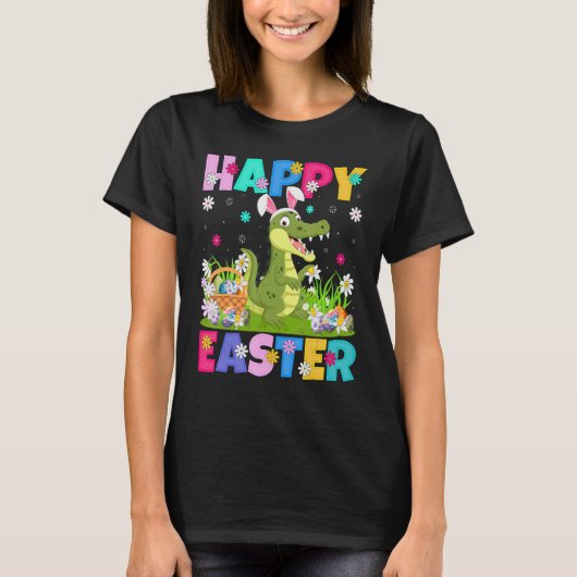 Alligator Happy Easter Bunny Alligator Easter T-shirt (Voorkant)
