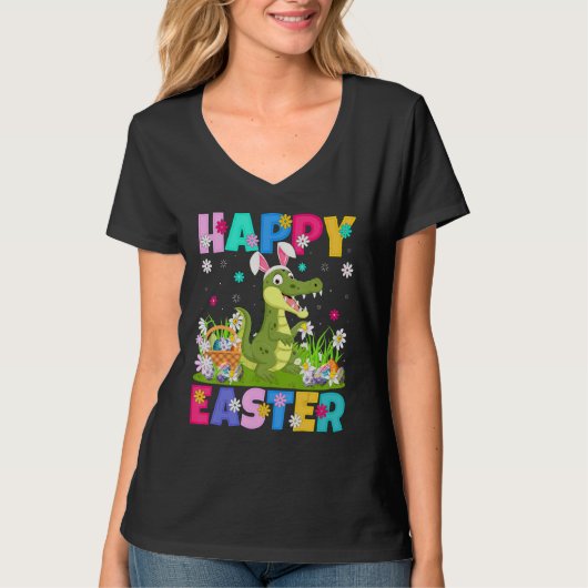 Alligator Happy Easter Bunny Alligator Easter T-shirt (Voorkant)