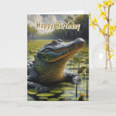 Alligator Heren Verjaardagskaart Kaart (Gele Bloem)