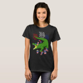 Alligator Holding American Flag Sunglasses Happy 4 T-shirt (Voorkant volledig)