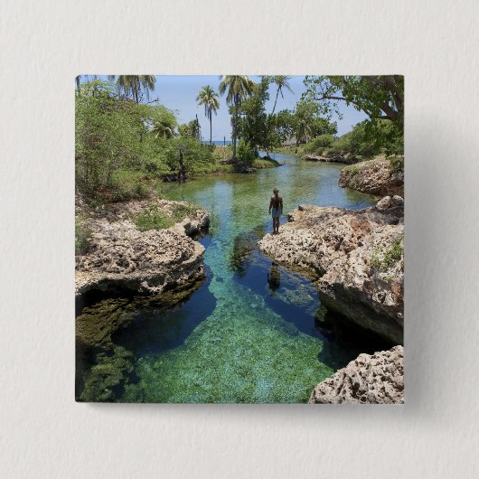 Alligator Hole, Black River Town, Jamaica Vierkante Button 5,1 Cm (Voorkant)