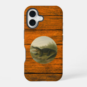 Alligator Houtstructuur iPhone 16 Hoesje