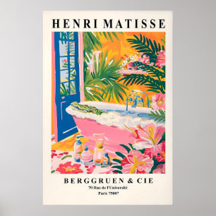 Alligator in badkuip kunstprint mid-century modern poster