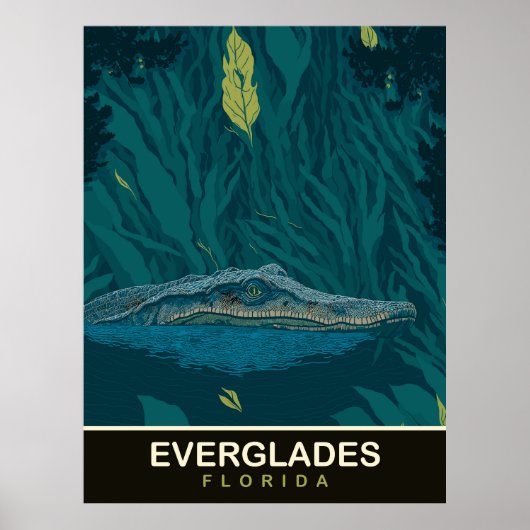 Alligator in de Everglades, Florida, Reizen Poster (Voorkant)