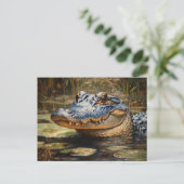 Alligator in de Everglades Wildlife Art Briefkaart (Staand voorkant)