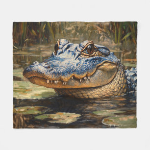 Alligator in de Everglades Wildlife Art Fleece Deken