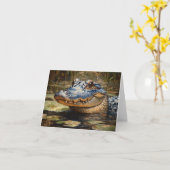 Alligator in de Everglades Wildlife Art Kaart (Gele Bloem)