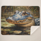 Alligator in de Everglades Wildlife Art Sherpa Deken (Voorkant (horizontaal))