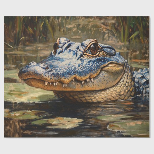 Alligator in de Everglades Wildlife Decoupage Cadeaupapier (Vlak)