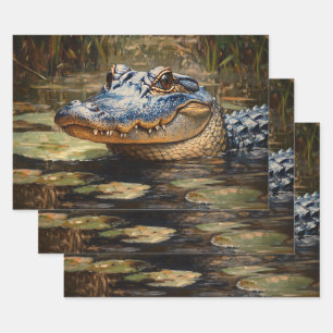 Alligator in de Everglades Wildlife Decoupage Inpakpapier Vel