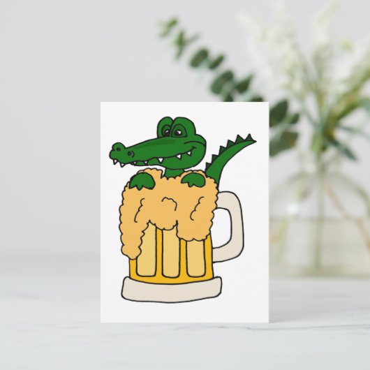 Alligator in de Mok Beer Briefkaart (Staand voorkant)