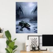 Alligator in de sneeuw | AI Art Poster (Thuiskantoor)