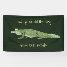 Alligator in een Crown Birthday Banner