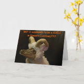 Alligator in een Ram Kostuum Halloween Kaart (Gele Bloem)