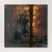 Alligator in Everglades-wildbrand Legpuzzel (Horizontaal)