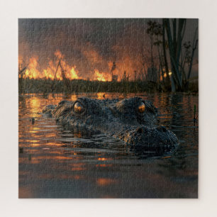 Alligator in Everglades-wildbrand Legpuzzel
