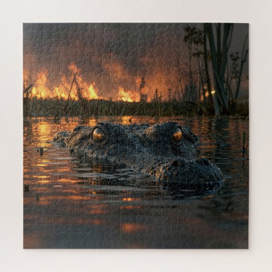 Alligator in Everglades-wildbrand Legpuzzel (Verticaal)