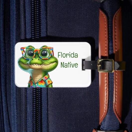 Alligator in hawaïaanse shirt bagagelabel (Voorkant Insitu 4)