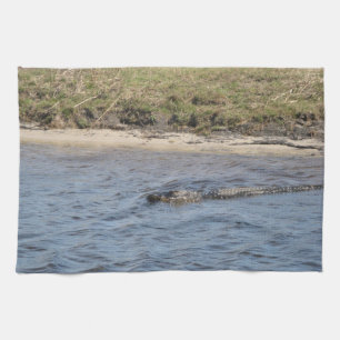 Alligator in het Water Keukenhanddoek
