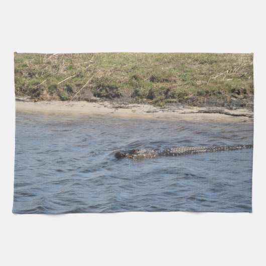 Alligator in het Water Keukenhanddoek (Horizontaal)
