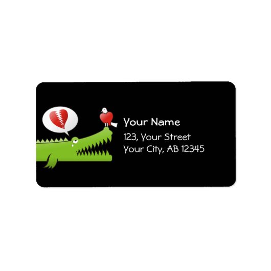 Alligator in liefdeslabel etiket (Voorkant)
