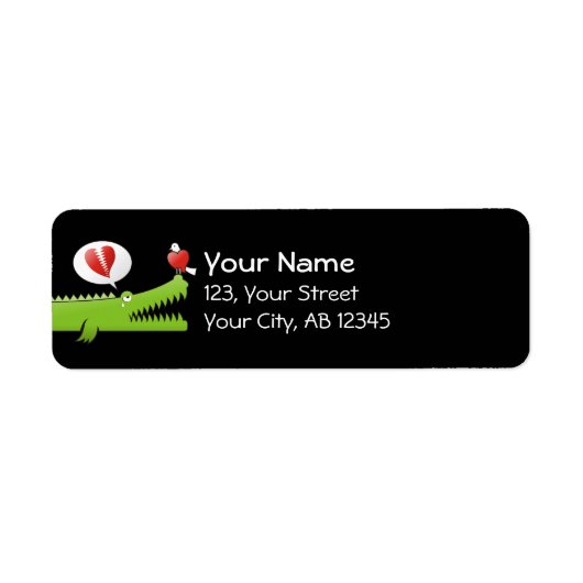 Alligator in liefdeslabel etiket (Voorkant)