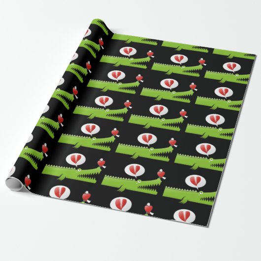 Alligator in Love Cadeaupapier (Uitgerold)