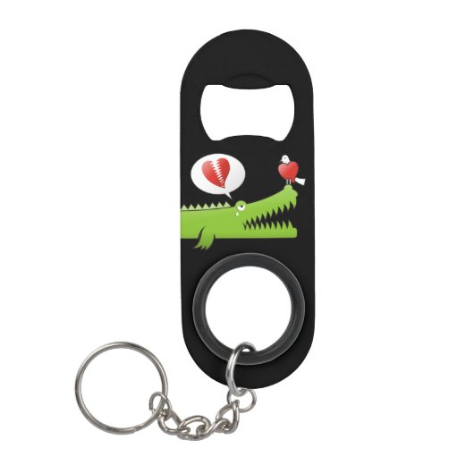 Alligator in Love Sleutelhanger Bottle Opener Mini Flessenopener (Voorkant)