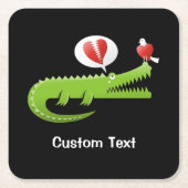 Alligator in Love Square Paper Onderzetter (Voorkant)