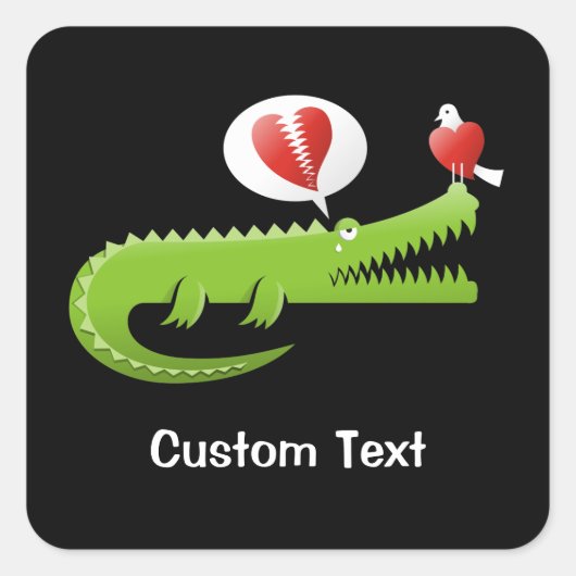 Alligator in Love Square Sticker (Voorkant)