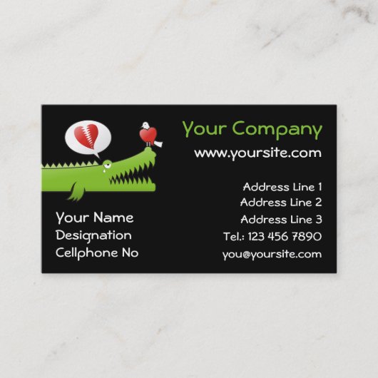 Alligator in Love Visitekaartje (Voorkant)