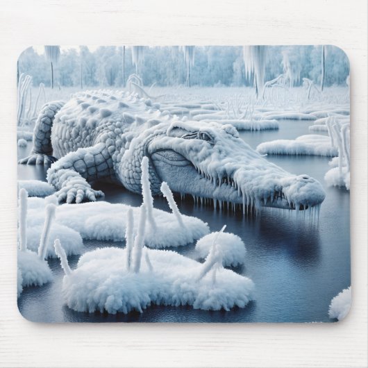 alligator in moeras met sneeuw muismat (Voorkant)
