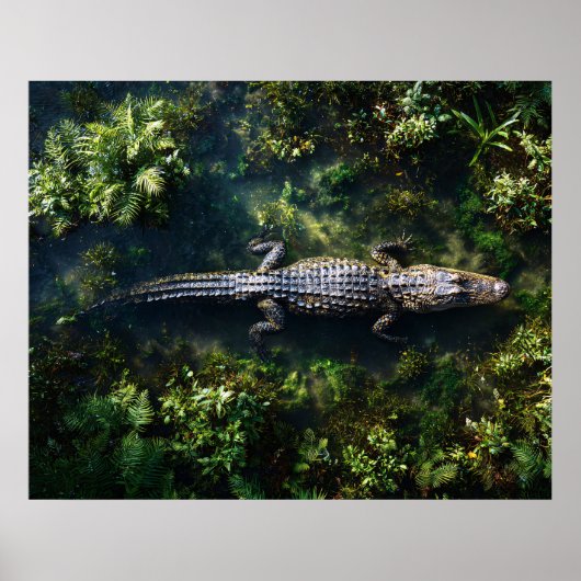 Alligator in ondiep wetlandwater poster (Voorkant)