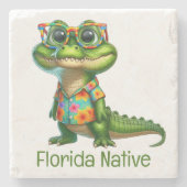 Alligator in tropisch Shirt Stenen Onderzetter (Voorkant)