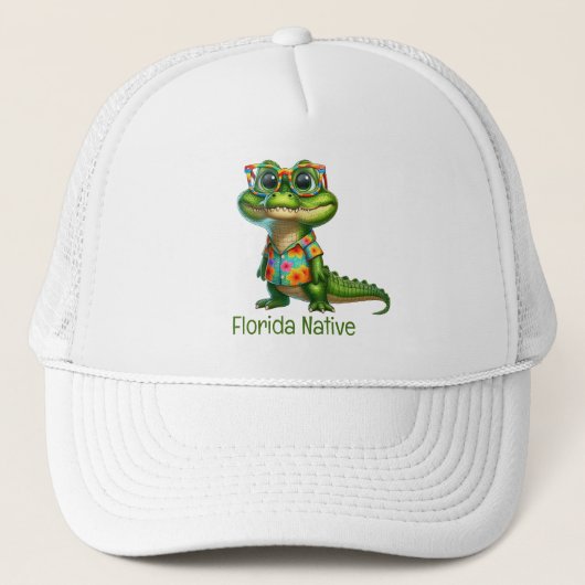 Alligator in tropisch Shirt Trucker Pet (Voorkant)