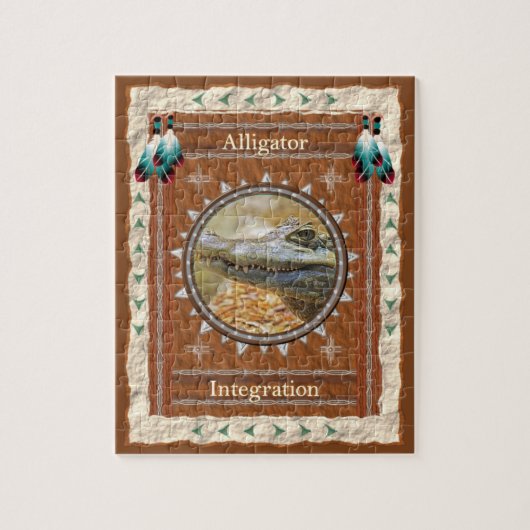 Alligator-integratie - Legpuzzel met cadeaudoos (Verticaal)