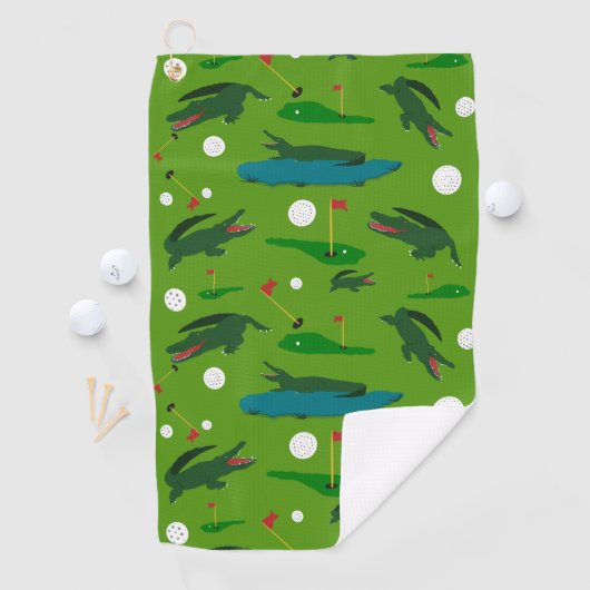 Alligator Invasion on Golf Course Golf Towel Golfhanddoek (Insitu)