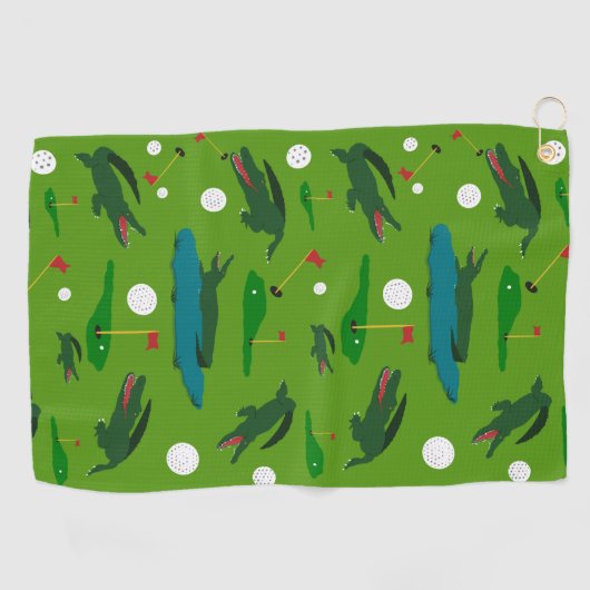 Alligator Invasion on Golf Course Golf Towel Golfhanddoek (Horizontaal)