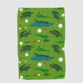 Alligator Invasion on Golf Course Golf Towel Golfhanddoek (Voorkant)