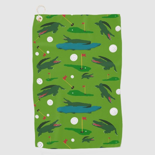 Alligator Invasion on Golf Course Golf Towel Golfhanddoek (Voorkant)